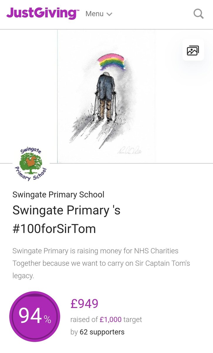 SwingatePrimary's tweet photo. £949!!!! Can't believe we are nearly at the moved target! You all amaze me 🥳🥳🥳🥳 @NHSuk @Kent_Online @MedwayMessenger @MedwayRadio
#100forSirTom
#InHisMemory
#NHSheroes https://t.co/BwXRDbnjTU