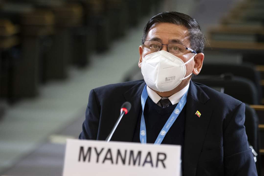 HtawMn's tweet photo. Dear @UN, Myint Thu does not represent the people of Myanmar but instead the rebels and traitors of the Union of Myanmar. We ask you to hear from our rightfully elected civilian government representative instead via Zoom before the meeting is adjourned. https://t.co/HuO1R01JXr
