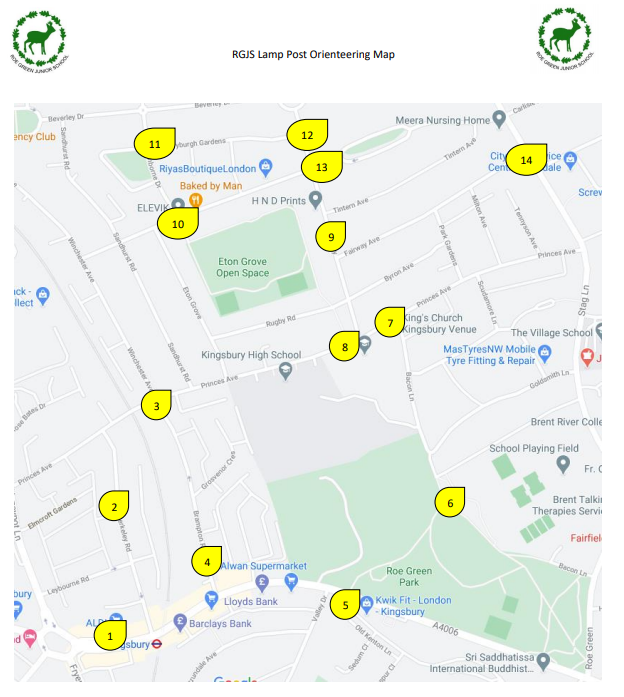 RoeGreenJS's tweet photo. Lamp post orienteering! Get outdoors with your family this half term and find all the lamp posts, or take part in our street sign challenge. Or BOTH! #RGJS https://t.co/SMzf10hN8K