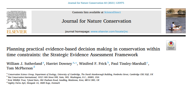 Are you struggling to find time to consider #conservationevidence in #conservation practice? 

<a href="/KentWildlife/">Kent Wildlife Trust</a> helped develop a strategy for evidence use, appropriate to the range of decisions required and the time you have available.

#openaccess here: doi.org/10.1016/j.jnc.…