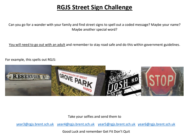 RoeGreenJS's tweet photo. Lamp post orienteering! Get outdoors with your family this half term and find all the lamp posts, or take part in our street sign challenge. Or BOTH! #RGJS https://t.co/SMzf10hN8K
