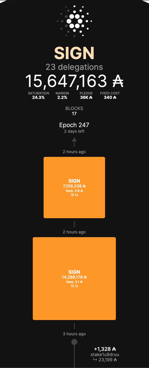 CardanoPoolSign's tweet photo. Can you see how big were these #2blocks? 😎
A lot of people are believing in Cardano, this is a #SIGN.
Thanks to all our delegators that make that choice.
...and spread the voice, delegate to #smallpools to strength #Cardano platform and increase the value of $Ada.
@SmaugPool https://t.co/7jl4YNZPa0