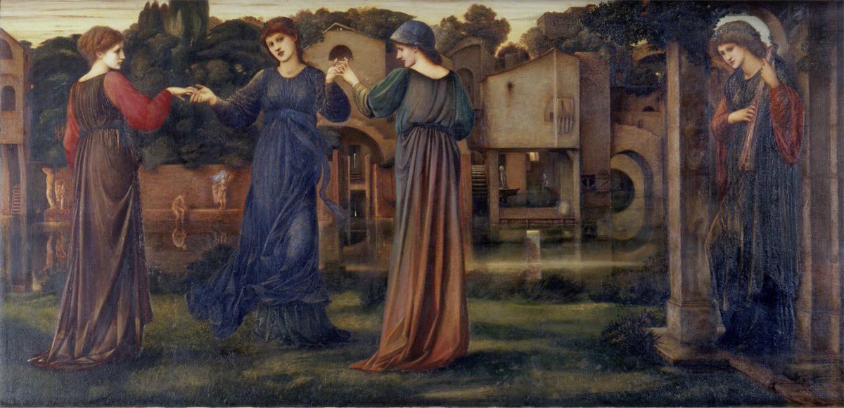 “The Mill: Girls Dancing to Music by a River”, 1870, by Edward Burne-Jones. Modelled by members of Cavafy’s family circle in England: Marie Spartali, Maria Zambaco and Aglaia Coronio.