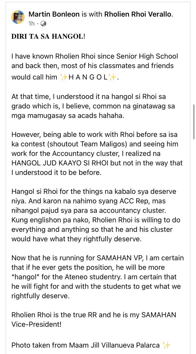 thejoannaang's tweet photo. Testimony • #BeginWithRhoi🤍

DIRI TA SA HANGOL!

Martin Bonleon on his support for Rhoi Verallo's SAMAHAN Vice-President candidacy. https://t.co/sEwrP2wV13