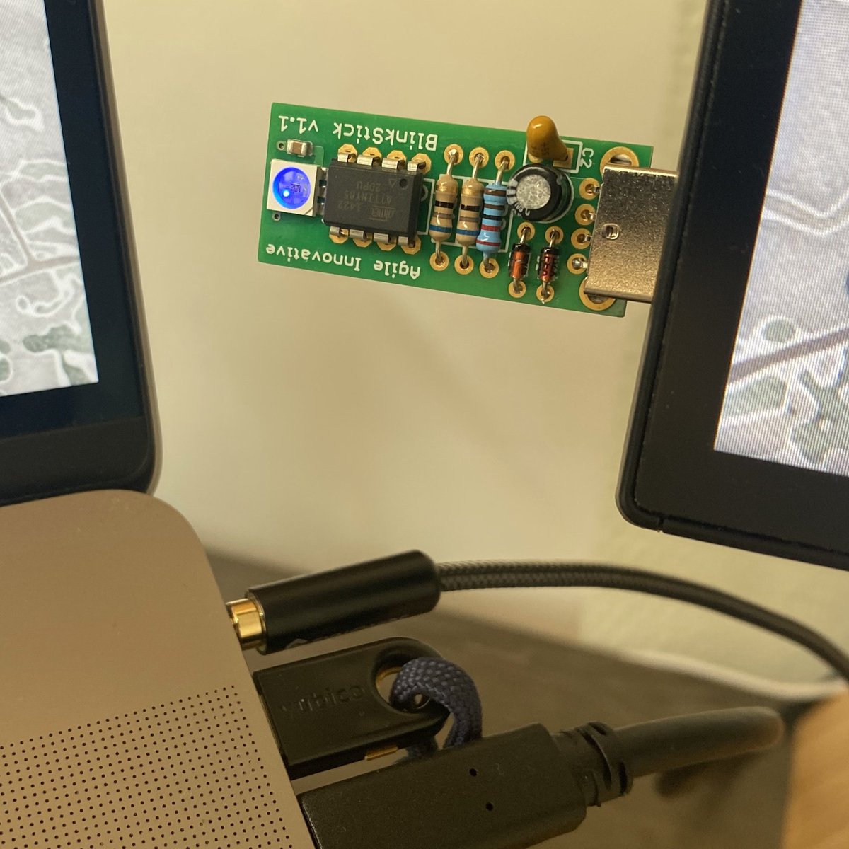 Most people's first IoT project is blinking a LED light - mine as well.

I used this <a href="/blinkstickrgb/">BlinkStick RGB</a> to create a Pomodoro timer, showing the five-minute breaks every half hour: a Blinkodoro. During a break, the light is on and slowly changes from blue to red.