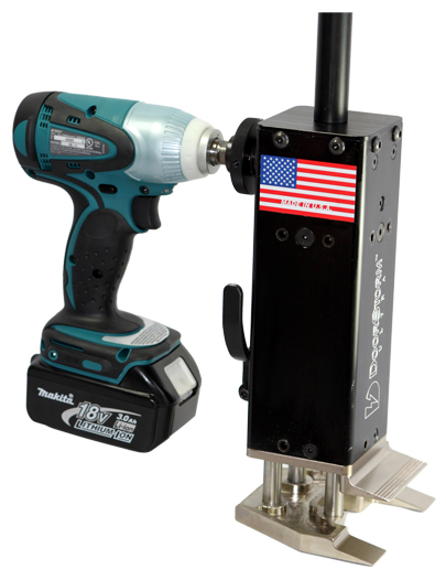 An interesting door lifter from Door Storm that uses standard Makita battery-powered drills http://doorstorm.com/power-storm.html/19