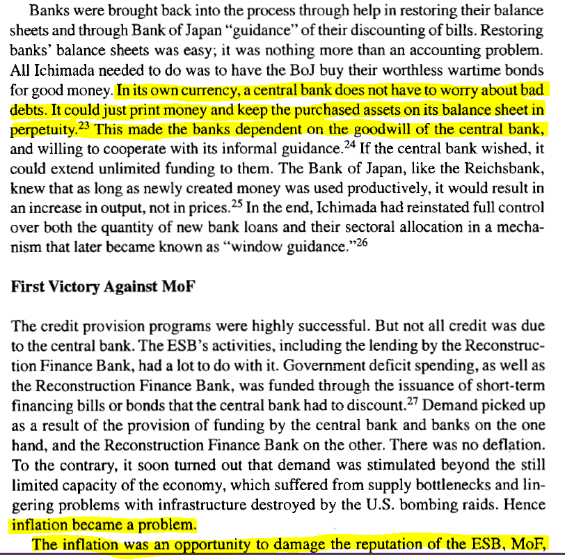 In 1962 they exercised their power over monetary policy through what they called Window Guidance. The BOJ would set mandatory targets for how much MOF-controlled commercial banks had to lend. They were obligated to provide ever larger loans, to increasingly dubious creditors.