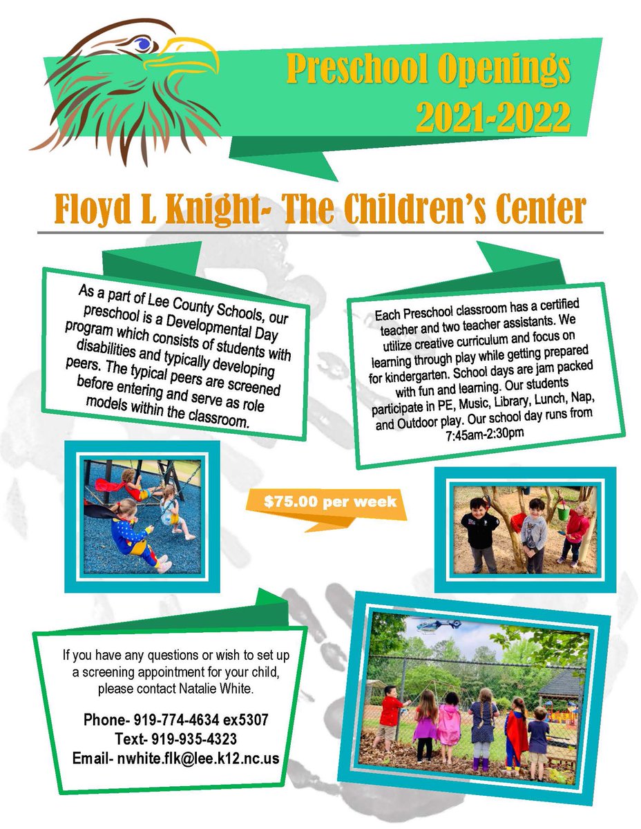 LCS Student Services Support Team (@studentlcs) on Twitter photo Looking for an amazing PreK program? Check out Floyd L. Knight! <a href="/leecoschoolsnc/">Lee County Schools</a> <a href="/Bwaywildcats/">Broadway Elementary</a> <a href="/braggstreetaca1/">BSA</a> @LCHSCareerCtr @LCHS_Sanford_NC <a href="/LEC_CCCC/">Lee Early College</a> <a href="/elmsrockets/">ELMS Rockets</a> @JRIelemschool Looking for an amazing PreK program? Check out Floyd L. Knight! <a href="/leecoschoolsnc/">Lee County Schools</a> <a href="/Bwaywildcats/">Broadway Elementary</a> <a href="/braggstreetaca1/">BSA</a> @LCHSCareerCtr @LCHS_Sanford_NC <a href="/LEC_CCCC/">Lee Early College</a> <a href="/elmsrockets/">ELMS Rockets</a> @JRIelemschool