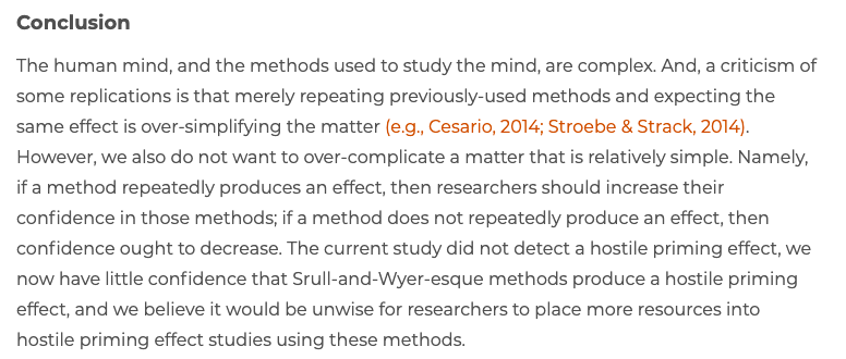 The conclusion of the paper is that we should not be confident in Srull & Wyer-esque methods.However, I'd go a bit further ...