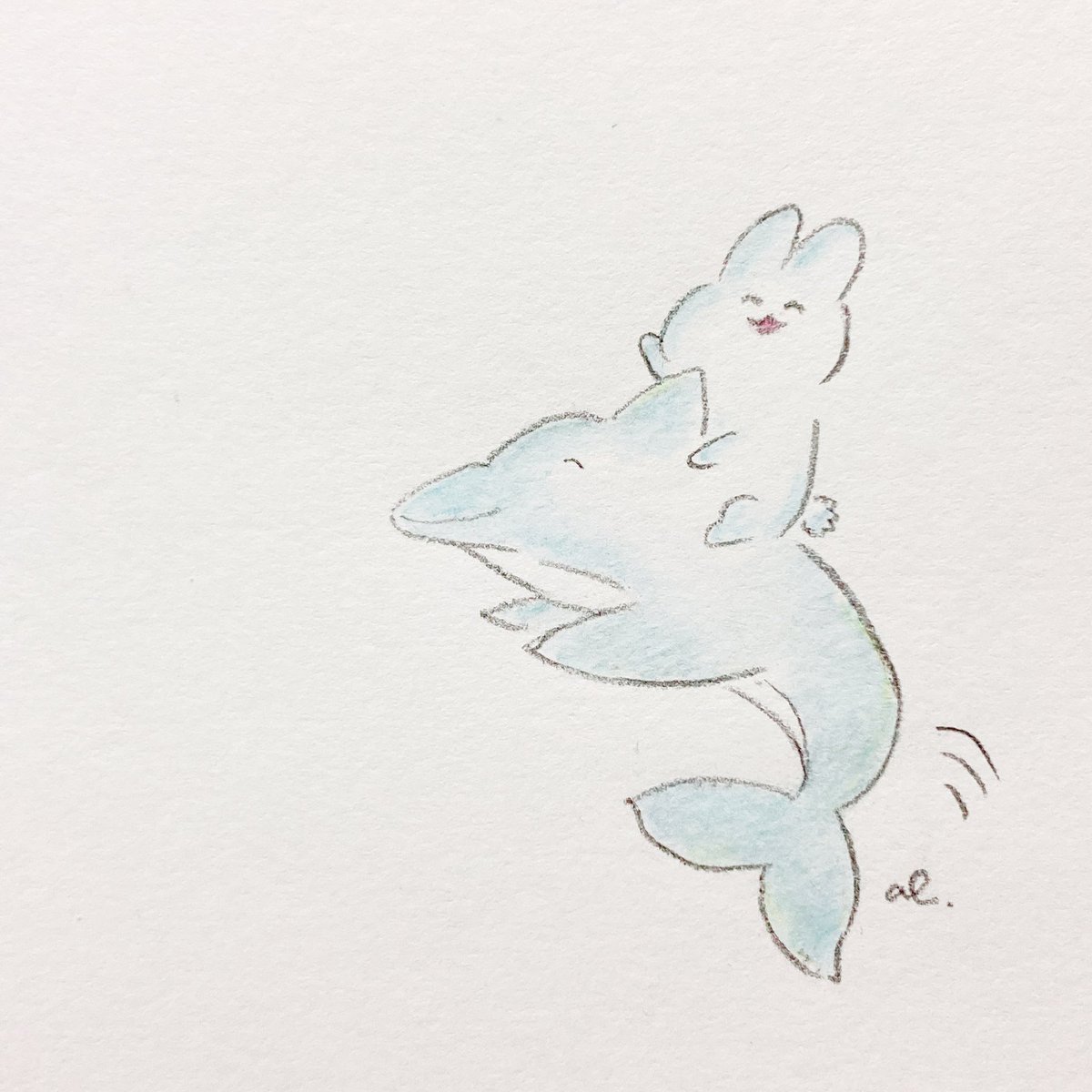 𝔸𝕝𝕪𝕤𝕤𝕦𝕞 𝕃𝕒𝕧𝕖𝕟𝕕𝕖𝕣 イルカとおともだち うさぎが多めのアカウントですが イルカも大好きです いるか イルカ Dolphin Illust Illustration ゆるイラスト いらすとぐらむ かわいいイラスト うさぎ Carrot アナログ