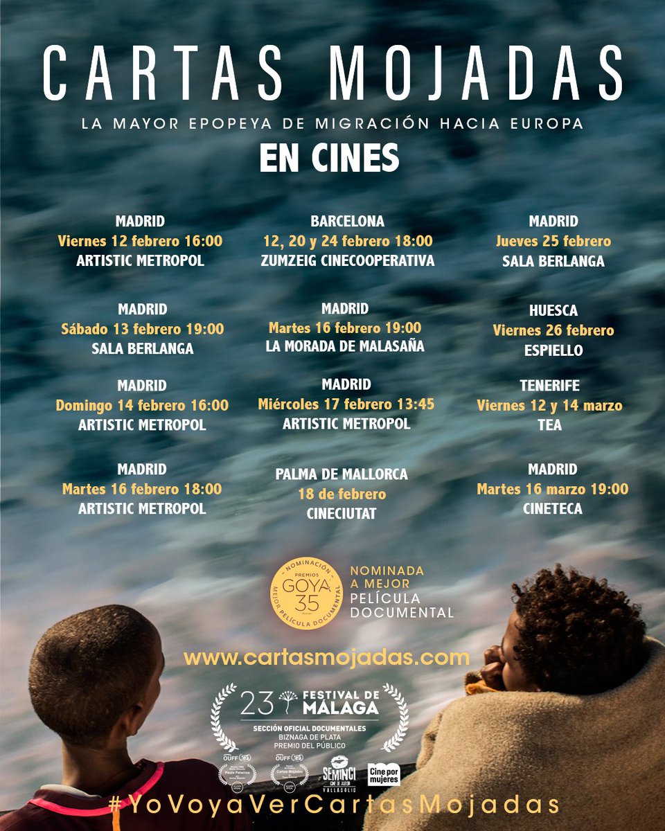 #CartasMojadasFilm #CartasMojadas #Migracion #Europa #Libia #Med #blacklivesmatter✊🏽✊🏾✊🏿 #OpenArms #ElBarcoRojo #NOaEstePactoMigratorio
#PremiosGoya2021 #35PremiosGoya #YoVoyaVerCartasMojadas #PremiosGoya #Goya2021
