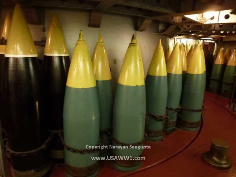 Battleship Alabama - below decks by one of the three main battery 16" gun turrets...