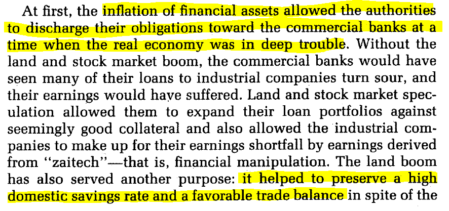 Now, let's change gears. We're in the US, 1987, lets see what Soros has to say. Ah, he seems perfectly aware the BOJ has offloaded responsibility onto commercial banks and the MOF. He finds the idea of Japanese (closed society) dominance disturbing.