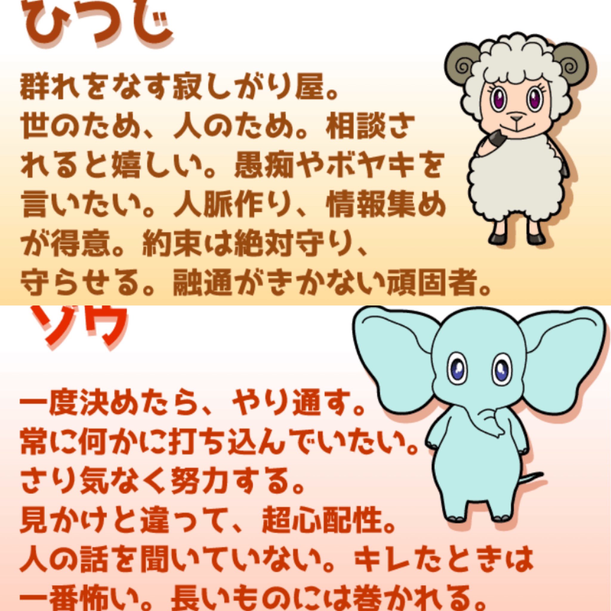 よーちゃん 動物占い5アニマル 本質 傷つきやすいライオン 表面 ひつじ 意思決定 ゾウ 希望 たぬき 隠れ チーター 個性心理学 動物占い 深いなーほんと頑固だからな ゆるキャラでずっといれたらいいのにって思う でも無駄に負けず嫌いで完璧主義な