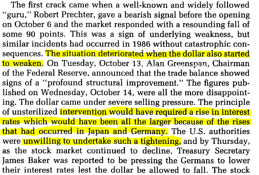 What's critical for now is that falling US equities were preceded and accompanied by a falling dollar. Greenspan and the US Fed can't raise rates, it'd further screw up equities. Curiously, Soros points to a dip in Japanese bonds as the original catalyst.