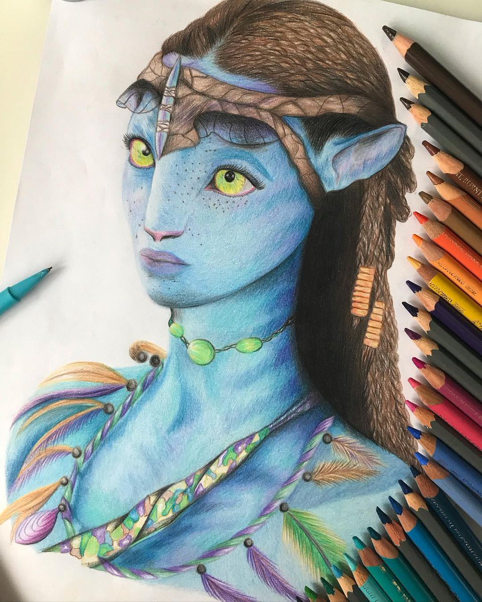 officialavatar's tweet photo. We 💙 these beautiful drawings of our favorite couple Jake and Neytiri, thanks to @rebeccaklartwork! https://t.co/0N3g6AXO9d