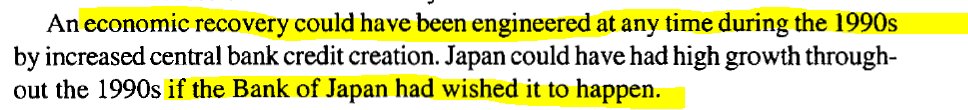 So, as the 90s wear on, businesses fail, Japan's suicide rate, unemployment reaches astonishing proportions, the average citizen's purchasing power is desolated, the BOJ does... nothing. They took all this power, they could end the nightmare at any time, yet they choose not to.