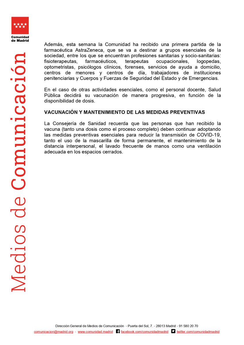La <a href="/ComunidadMadrid/">Comunidad de Madrid</a> activará todos los recursos públicos y privados disponibles en el operativo de vacunación frente al #COVID19 

#usamascarilla #Distanciainterpersonal #Ventilacionfrecuente #LavadoDeManos