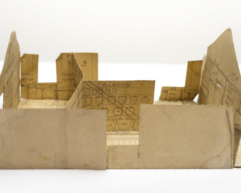 elizdeans's tweet image. Bernard Leach’s extraordinary plan for his pottery studio in St. Ives, dated 1920. It is both a drawing and a model. Note the division between living space and working space. #leachpottery #bernardleach photos by Matthew Tyas.