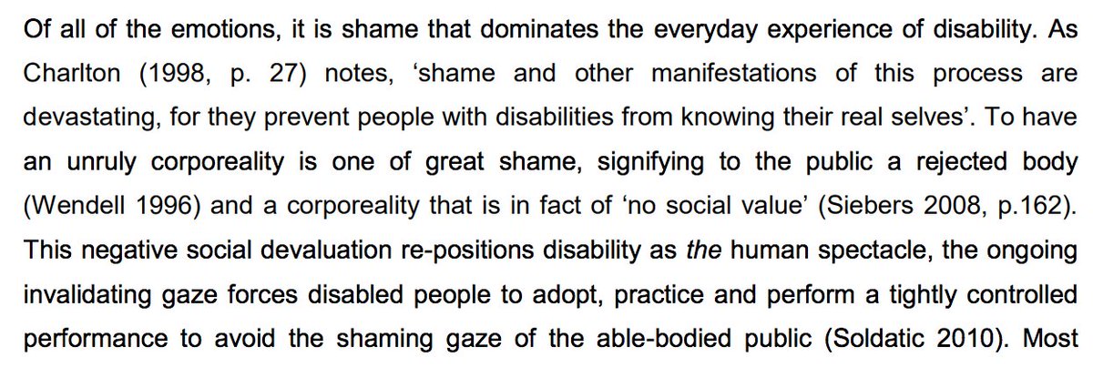 "Of all of the emotions, it is shame that dominates the everyday experience of disability."