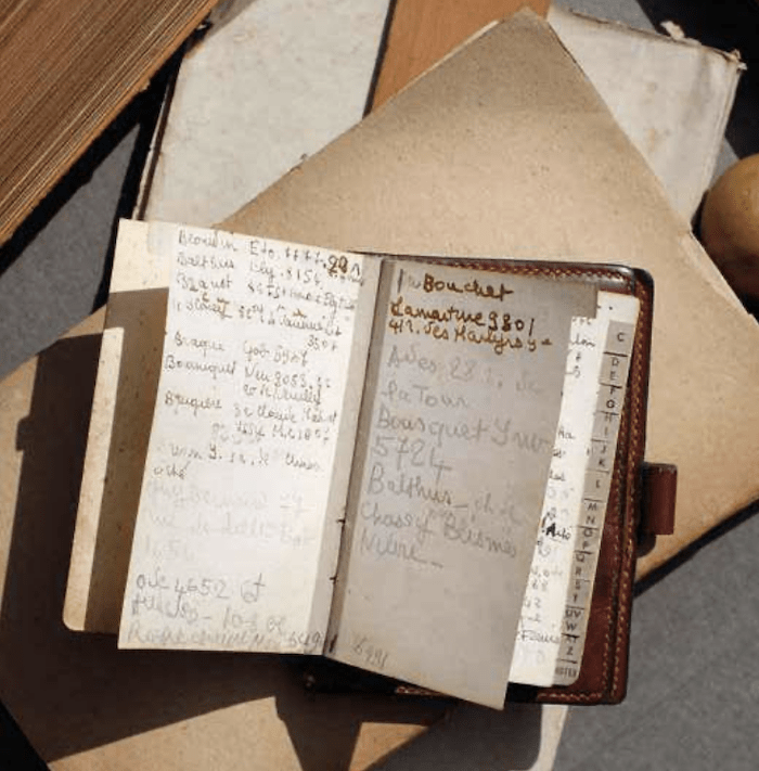 Una storie sorprendente.Immaginate di comprare un'agendina tascabile, usata e vintage di Hermès su ebay e, scorrendo le prime pagine, imbattervi in un elenco completo di nomi che vi portano nei circoli intellettuali della Parigi di oltre un secolo fa #thread