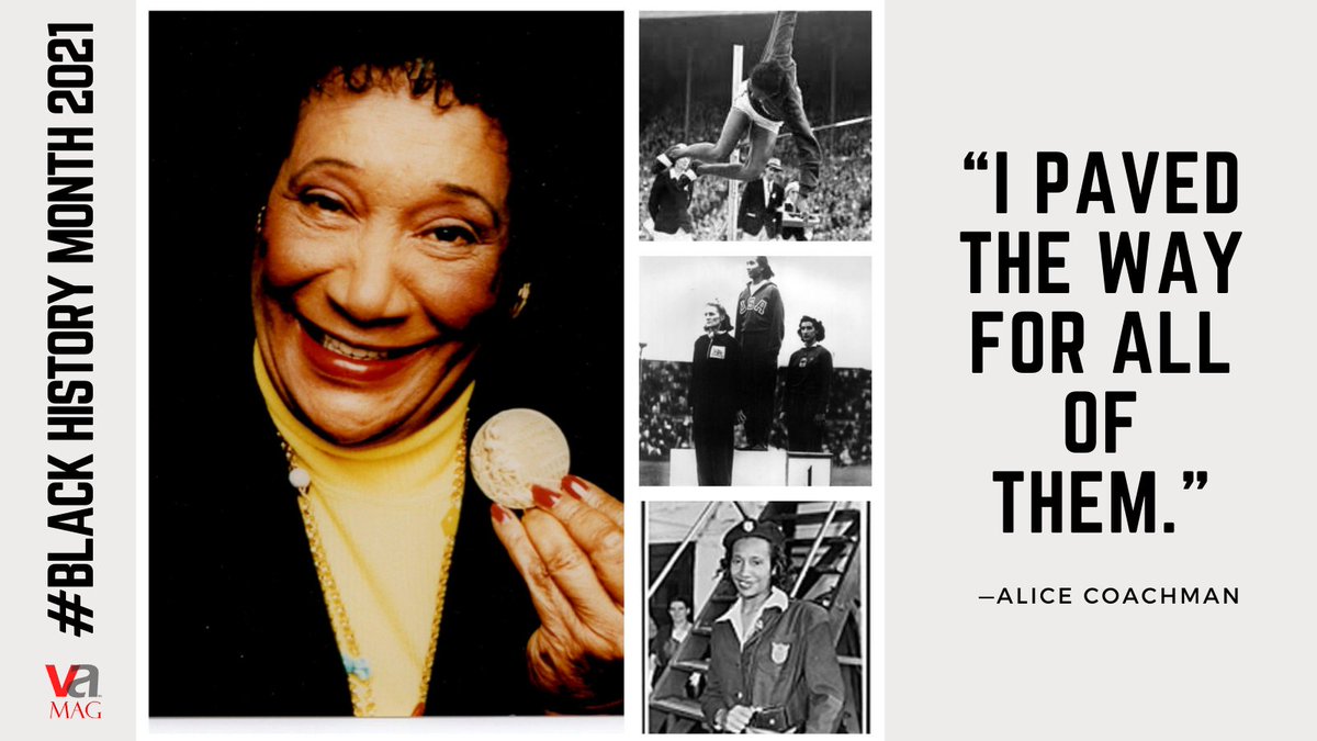 VAMagOnline's tweet photo. In 1948, Alice Coachman became the first black woman from any country to win a gold medal in track and field in the London Olympic Games.🥇
#AliceCoachman #BHM #BlackExcellence #BlackHistoryMonth2021 #BlackIsBeautiful #VaMagCoverage https://t.co/r4i0EntmlH