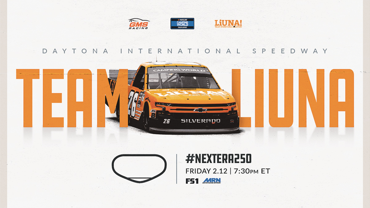 TylerAnkrum's tweet photo. Taking the  @LIUNA No. 26  @GMSRacingLLC Chevy out for a drive later! Let's kick off the season with a nice finish at @DAYTONA!  👊

Qualifying - 3pm ET, FS1
#NextEra250 - 7:30pm ET, FS1

@LECETsouthwest @LIUNASoutheast 
#LIUNA #YourWorkforceSolution 
#NASCAR #NCWTS #WeAreGMS https://t.co/utFMksEUxl
