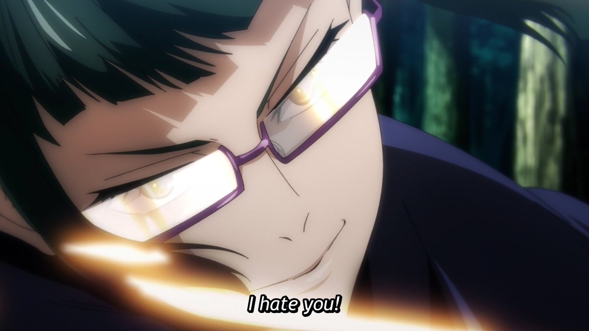 "I hate you" as Maki harbors this confident face expression because that confidence is precisely what lead to Maki taking the actions that birthed Mai's hatred