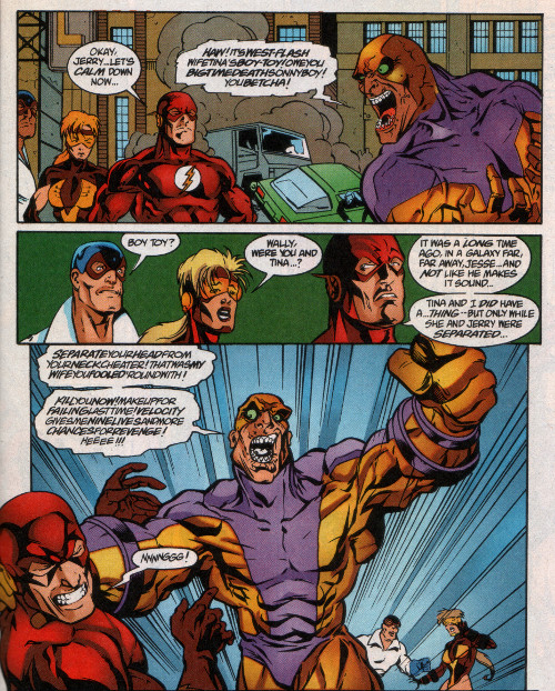 Dr. Jerry McGee - Speed DemonHe became obsessed with his research into hyper physiology, driving away his colleagues and finally his wife. He experimented on himself through steroids and electrode implants, & imbued himself with speed rivaling Flash’s then-top speed of 700 mph.