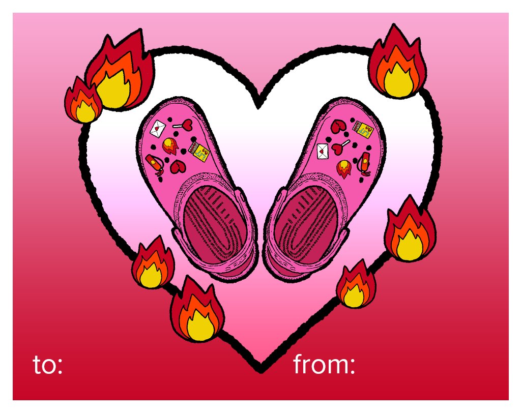 Crocs's tweet photo. Crocs themed valentines bc we all know someone who's obsessed with us 😉💌 https://t.co/bEkBjItznE
