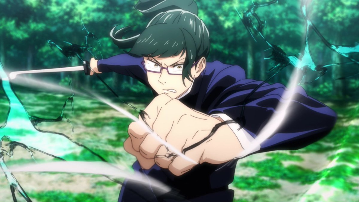 But Mai's ultimate trump card fails as Maki catches the bullet thanks to her Heavenly Restriction granting her superhuman physical abilities.We can also see the strain put on Mai's body by her technique with the blood dripping from her nose