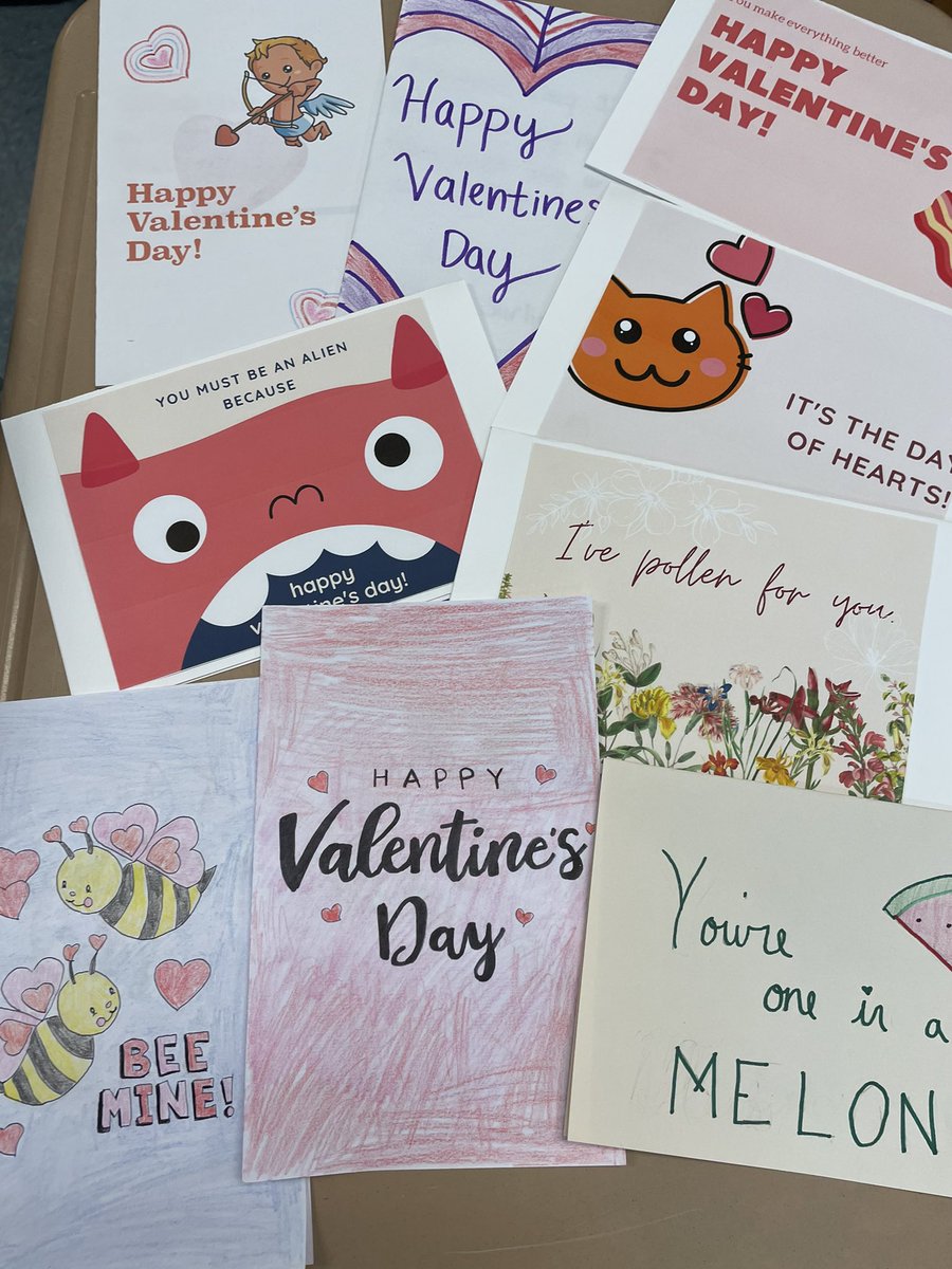 A sampling of the Valentines cards made by NHS members