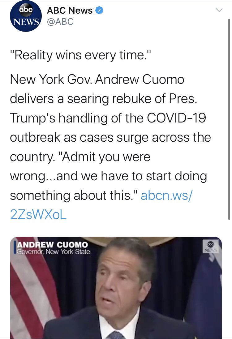 But the real problem wasn’t just MSNBC or CNN, it was that EVERY outlet was singing  @NYGovCuomo’s praises without raising a critical question or objection. Here’s  @ABC with a few takes they’d probably like to have back.