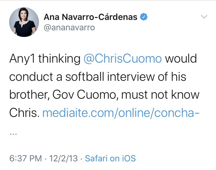 And the blue checks. Ohhh boy. The blue checks. There were a lot of bad takes, and a lot of really unforgivable flattery, but  @ananavarro might just have led the pack. The second one is real rich, particularly in retrospect.