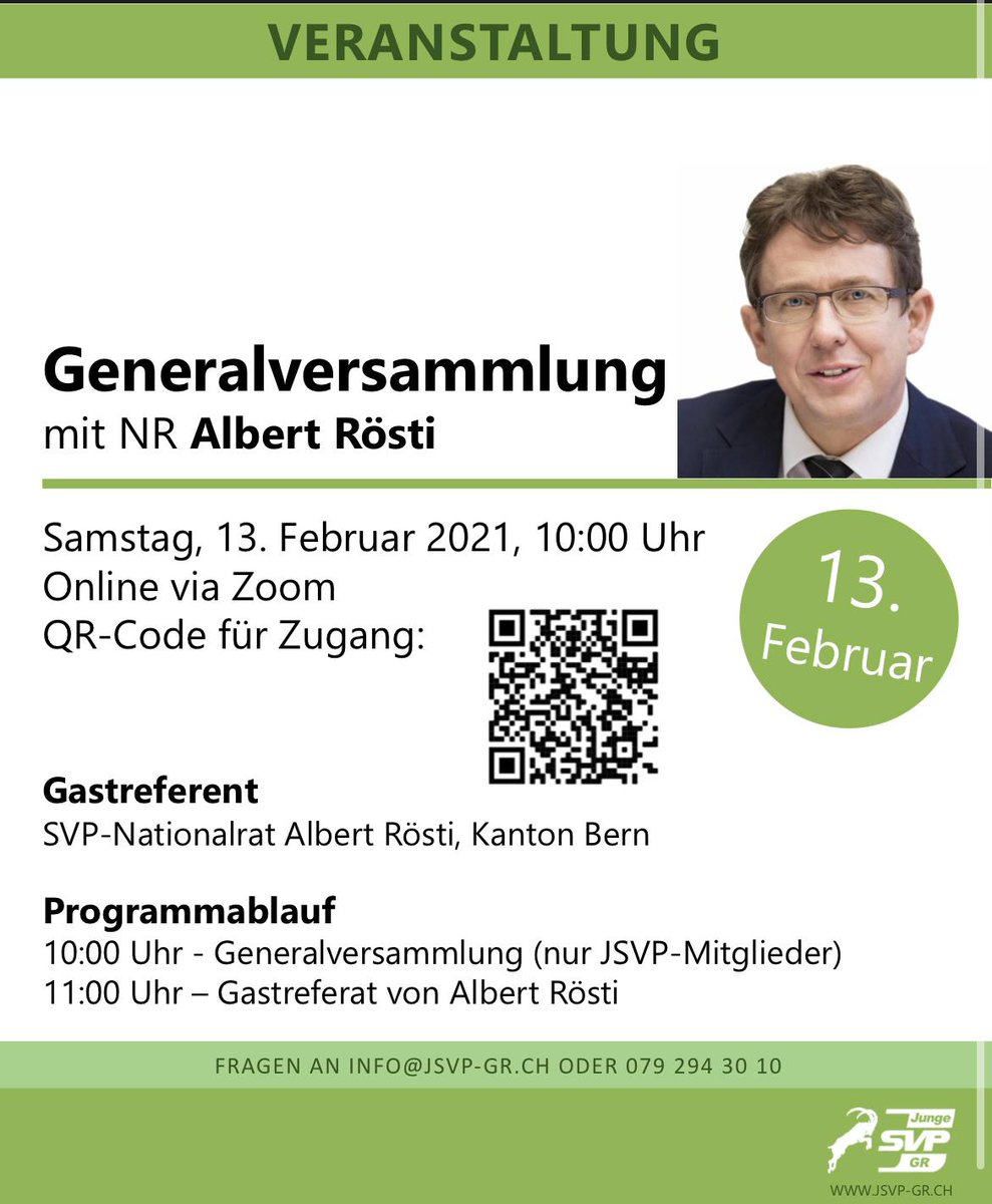 svp_gr's tweet photo. Link zur Zoom-Veranstaltung: https://t.co/blIxDqVWgM
#Graubünden #jsvpgr #svpgr https://t.co/Nbn7JJ4L3e