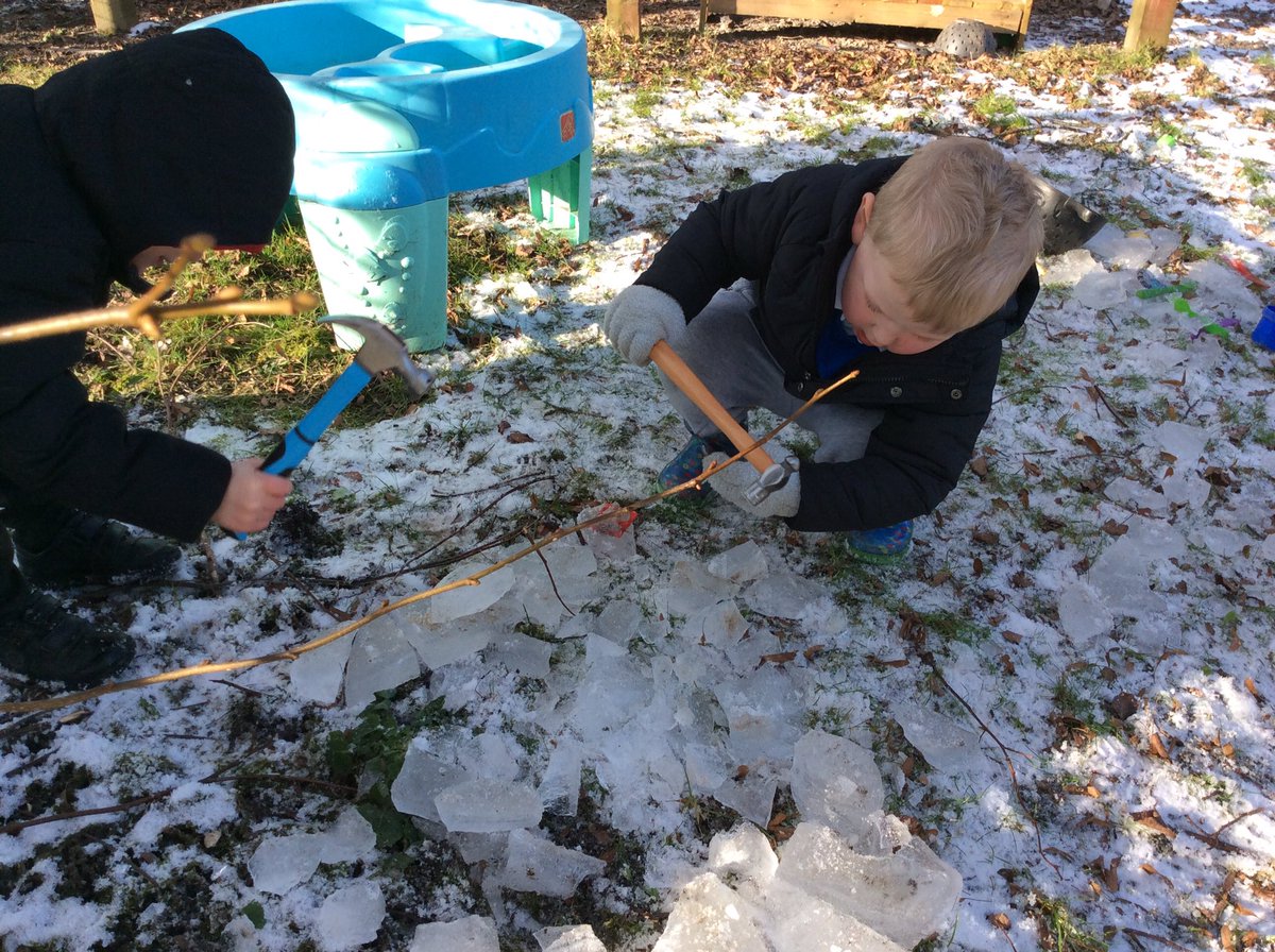 MrsBrothwell's tweet photo. Investigating ice in EYFS. We’ve made ice ❄️pendants, made marks in the snow and predicted what might happen if we left toys outside overnight all week.#goingforgold @GilbertInfant https://t.co/IctrmiMP0E