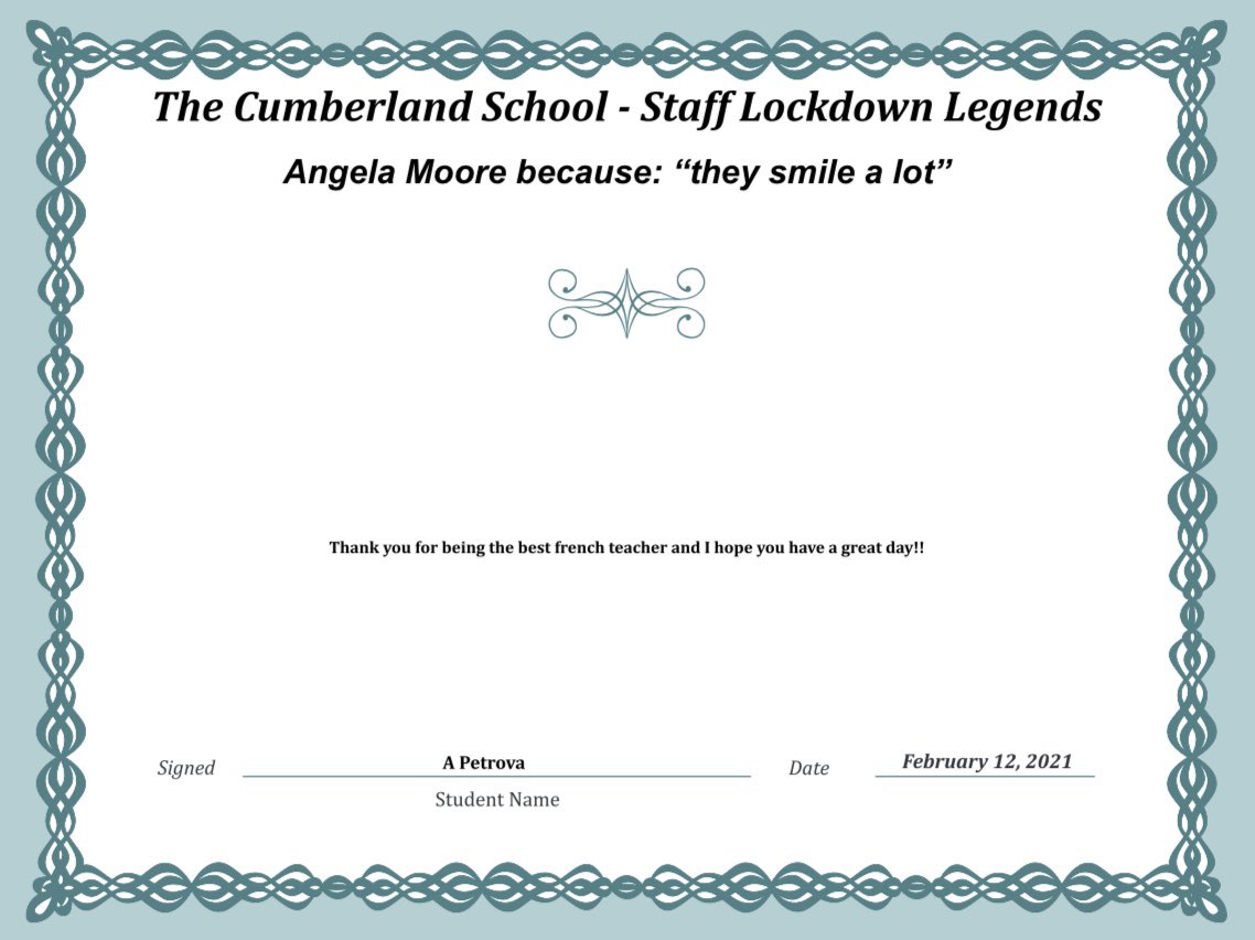 cumberlandcst's tweet photo. Thank you Ms Moore and Mr Ali
#LockdownLegends #TCSpectacular #ThankYou #Appreciation #RealHeroesDontWearCapes @MFL_tcs @ScienceDep_tcs https://t.co/l13A3ZQy3F