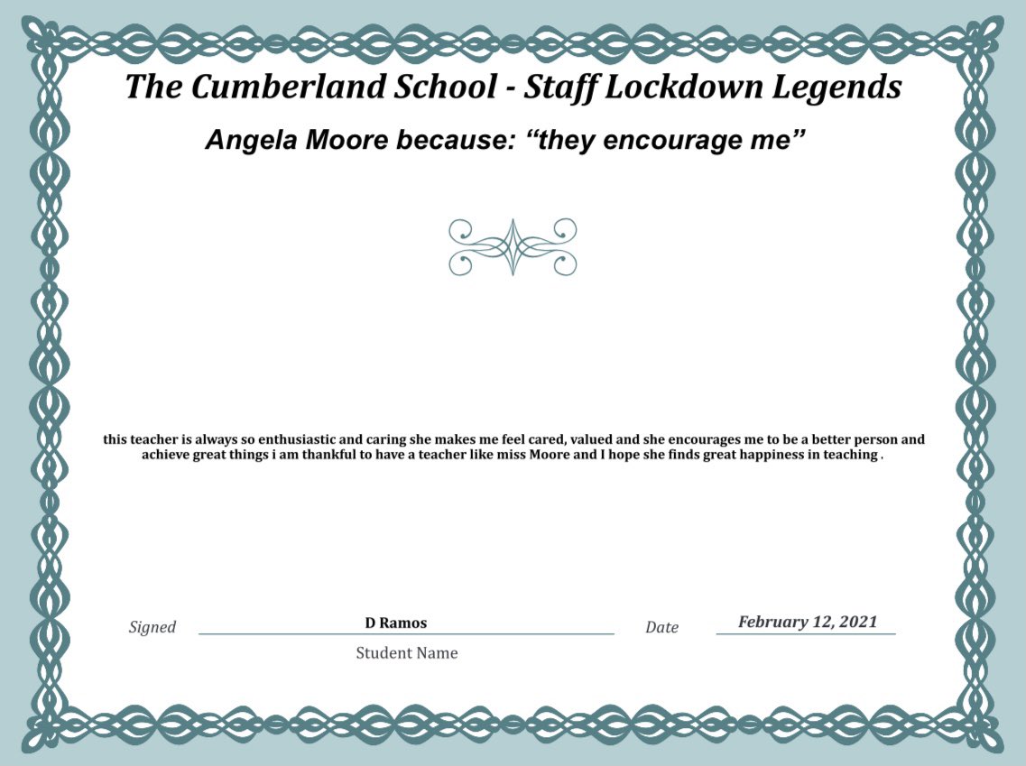 cumberlandcst's tweet photo. Thank you Ms Moore and Mr Ali
#LockdownLegends #TCSpectacular #ThankYou #Appreciation #RealHeroesDontWearCapes @MFL_tcs @ScienceDep_tcs https://t.co/l13A3ZQy3F