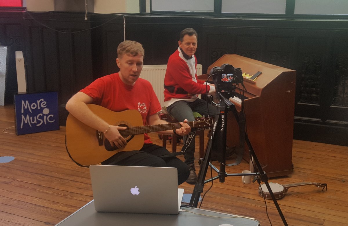 MoreMusic1's tweet photo. “A surprise has been the reaction and focus to us being on screen which we thought may be difficult for participants.”

Developing their practice, music leaders Ash &amp; Bill moved their music sessions online with SEND pupils from Pear Tree School last term: https://t.co/KcvtId1utG https://t.co/0yj5N4gNqU