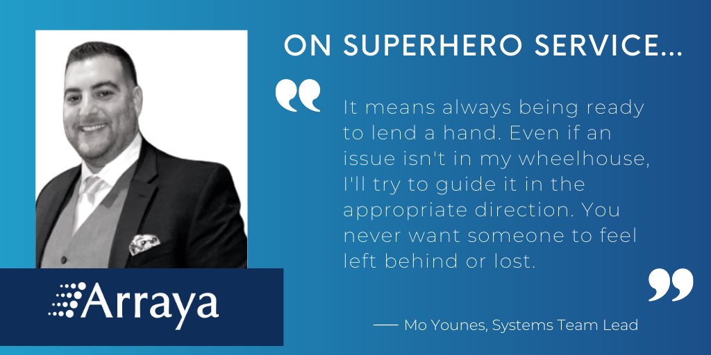 ArrayaJoe's tweet image. Huge congratulations are due to our latest Superhero of the Quarter: Mo Younes! Thanks for everything you do, Mo! #MoRocks #ArrayaRocks
