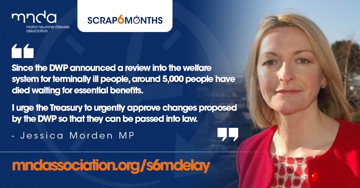 19 months after the Govt promised a review, terminally ill people are still waiting for the benefits system to be reformed. #MND

<a href="/SteveBarclay/">Steve Barclay</a> please will you approve changes proposed by <a href="/DWP/">DWP</a> &amp; ensure terminally ill people aren't forgotten in the Budget on 3 March? #Scrap6Months