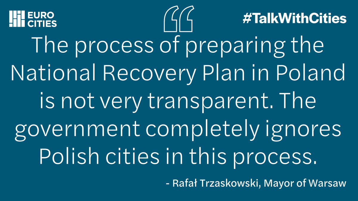 EUROCITIES's tweet photo. National governments need to #TalkWithCities
🔗➡️ https://t.co/HkCYTXyUfR
@trzaskowski_ #NextGenerationEU https://t.co/TOhBmciIar