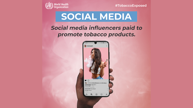 (24) These organizations use images of children, puppets and cartoon characters vaping. They inform teens "all your friends are doing it" and "they come in tasty flavors." Next example:  @WHO_Europe  @WHO