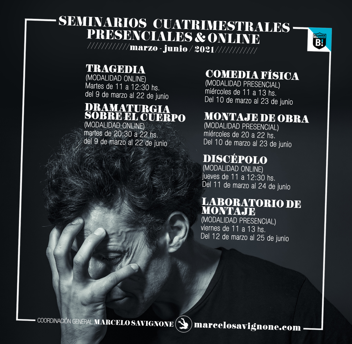 #EnElEstudio 🙌  Si todavía no te enteraste... ¡Sigue abierta la inscripción para los SEMINARIOS CUATRIMESTRALES (presenciales y #online) MARZO - JUNIO 2021! Cupos limitados. (Estamos en un espacio habilitado según el protocolo vigente). ¡Sumate! 📩 info@marcelosavignone.com