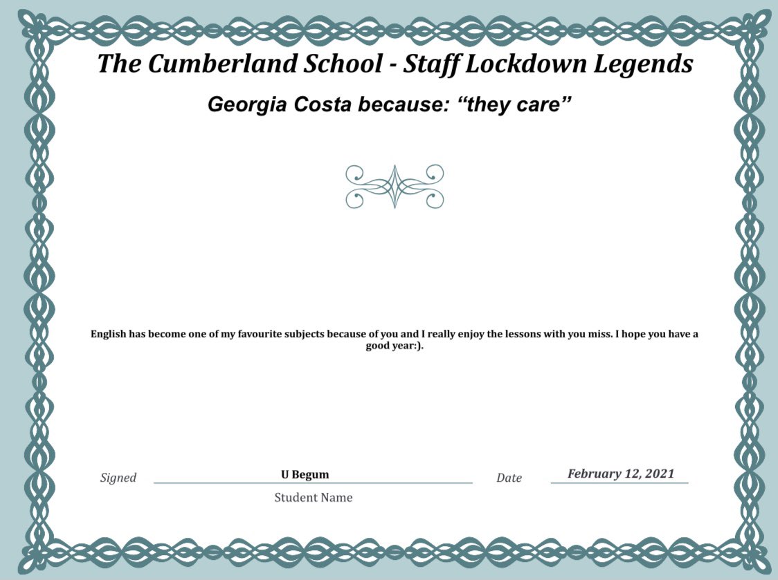 cumberlandcst's tweet photo. Thank you Ms @aminah_naz , Mr Bryant and Ms Costa
#LockdownLegends #TCSpectacular #ThankYou #Appreciation #RealHeroesDontWearCapes @englishdep_tcs https://t.co/xO95vnxWrk