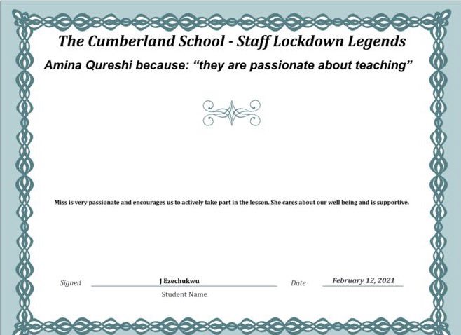 cumberlandcst's tweet photo. Thank you Ms @aminah_naz , Mr Bryant and Ms Costa
#LockdownLegends #TCSpectacular #ThankYou #Appreciation #RealHeroesDontWearCapes @englishdep_tcs https://t.co/xO95vnxWrk