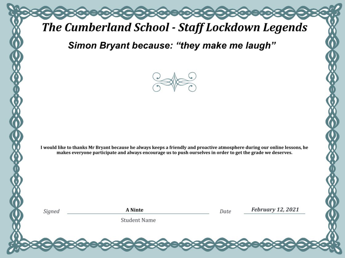 cumberlandcst's tweet photo. Thank you Ms @aminah_naz , Mr Bryant and Ms Costa
#LockdownLegends #TCSpectacular #ThankYou #Appreciation #RealHeroesDontWearCapes @englishdep_tcs https://t.co/xO95vnxWrk