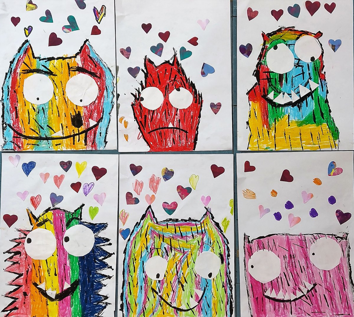 Loving Year 1 and their rainbow coloured monsters , art is our freedom of expression, all our children are individuals #beyourself #loveArt @royalhospital @BreedonHouse @crookedspire