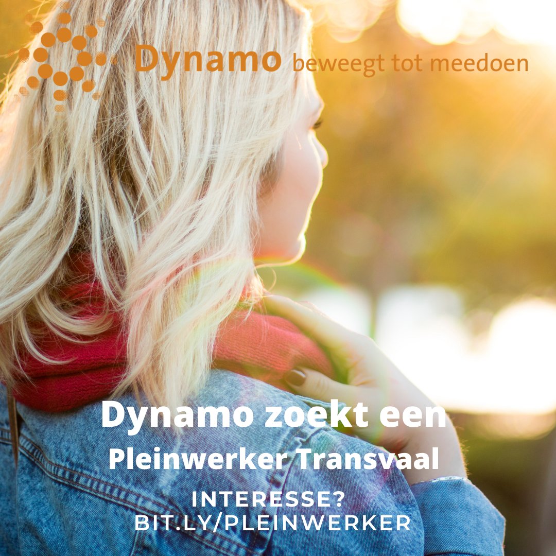 Dynamo zoekt een pleinwerker voor 20 per week (flexibele inzet) in de Transvaalbuurt. Je maakt het, met partners en bewoners mogelijk dat diverse groepen veilig en prettig gebruik kunnen maken van de twee pleinen. Interesse? bit.ly/pleinwerker  
#werkenbijdynamo #vacature020