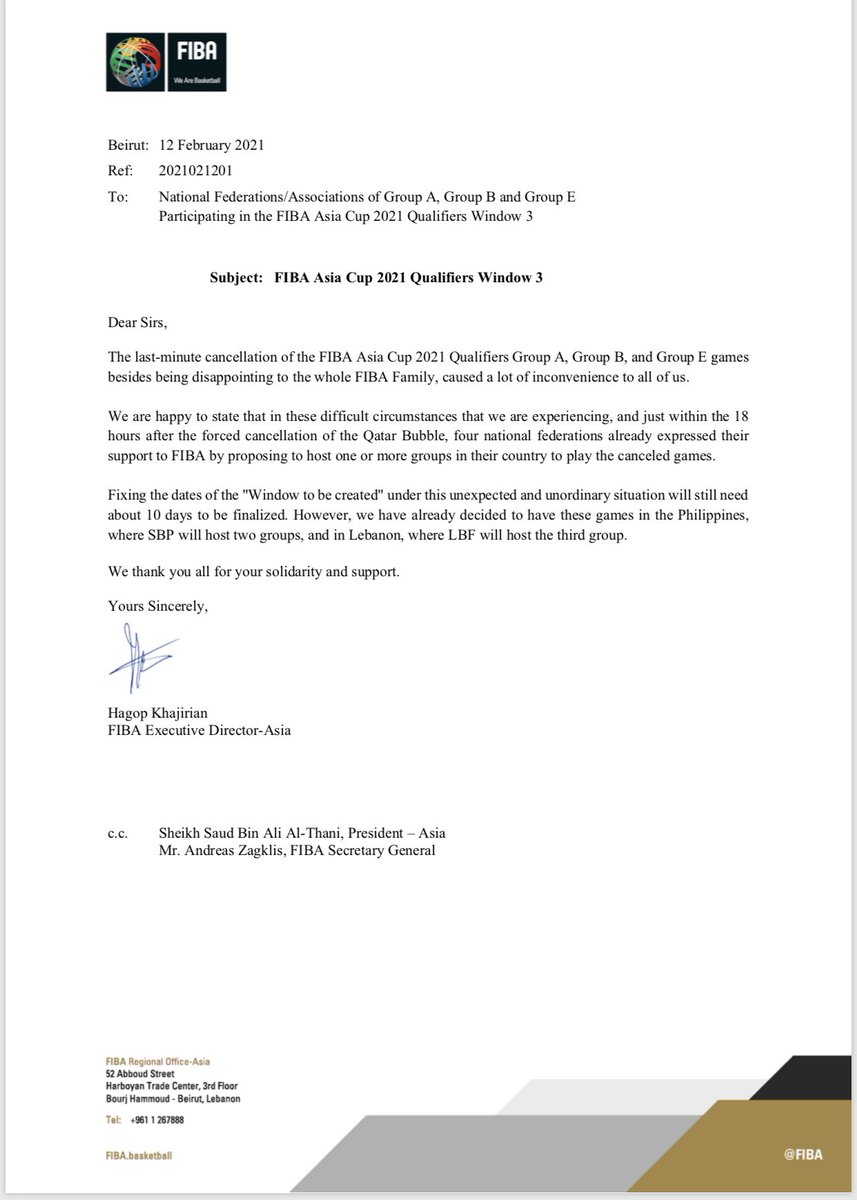 dolphtrythis's tweet photo. Clark will host the games for the third window of the 2021 Fiba Asia Cup qualifiers after all. @spinph https://t.co/7v8KPFqOUr